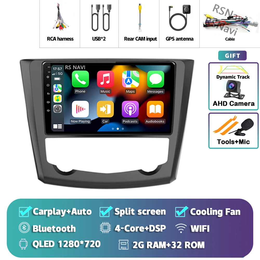 

Автомобильный радиоприемник Android 15 для Renault Kadjar 2015-2019 навигация GPS мультимедийный видеоплеер стерео wifi + 4G Carplay auto 2 DIN DVD