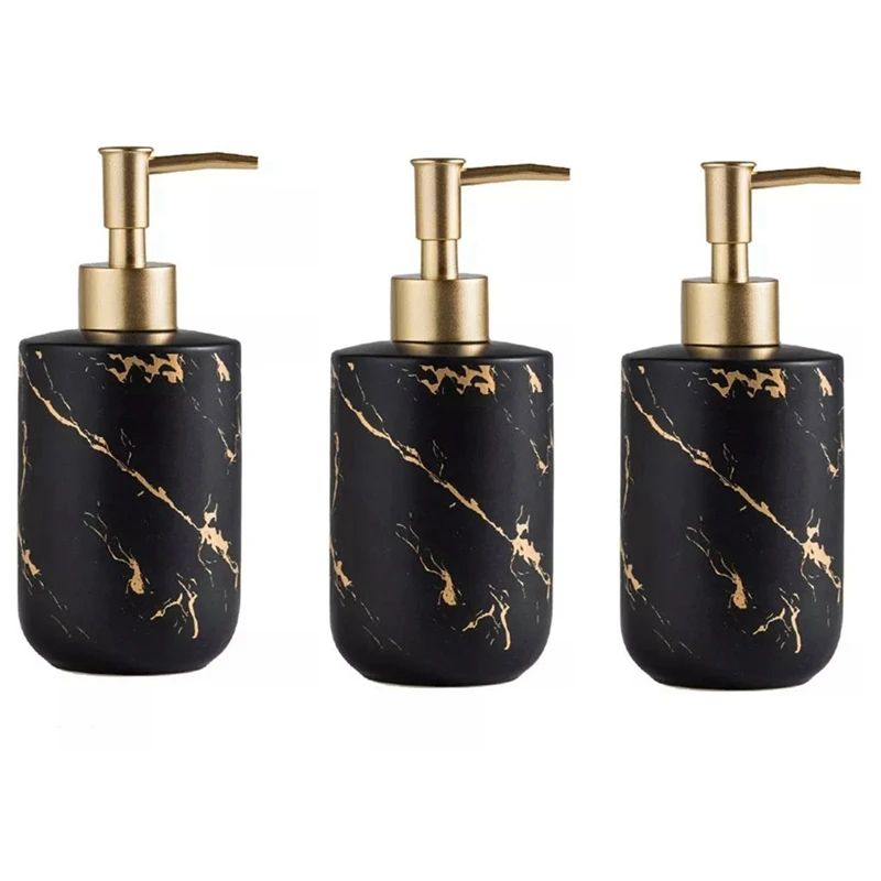 

3X 300ML Ceramics Emulsion Bottles Creative Latex Bottles Liquid Soap Dispensers Bathroom Set Black Matte