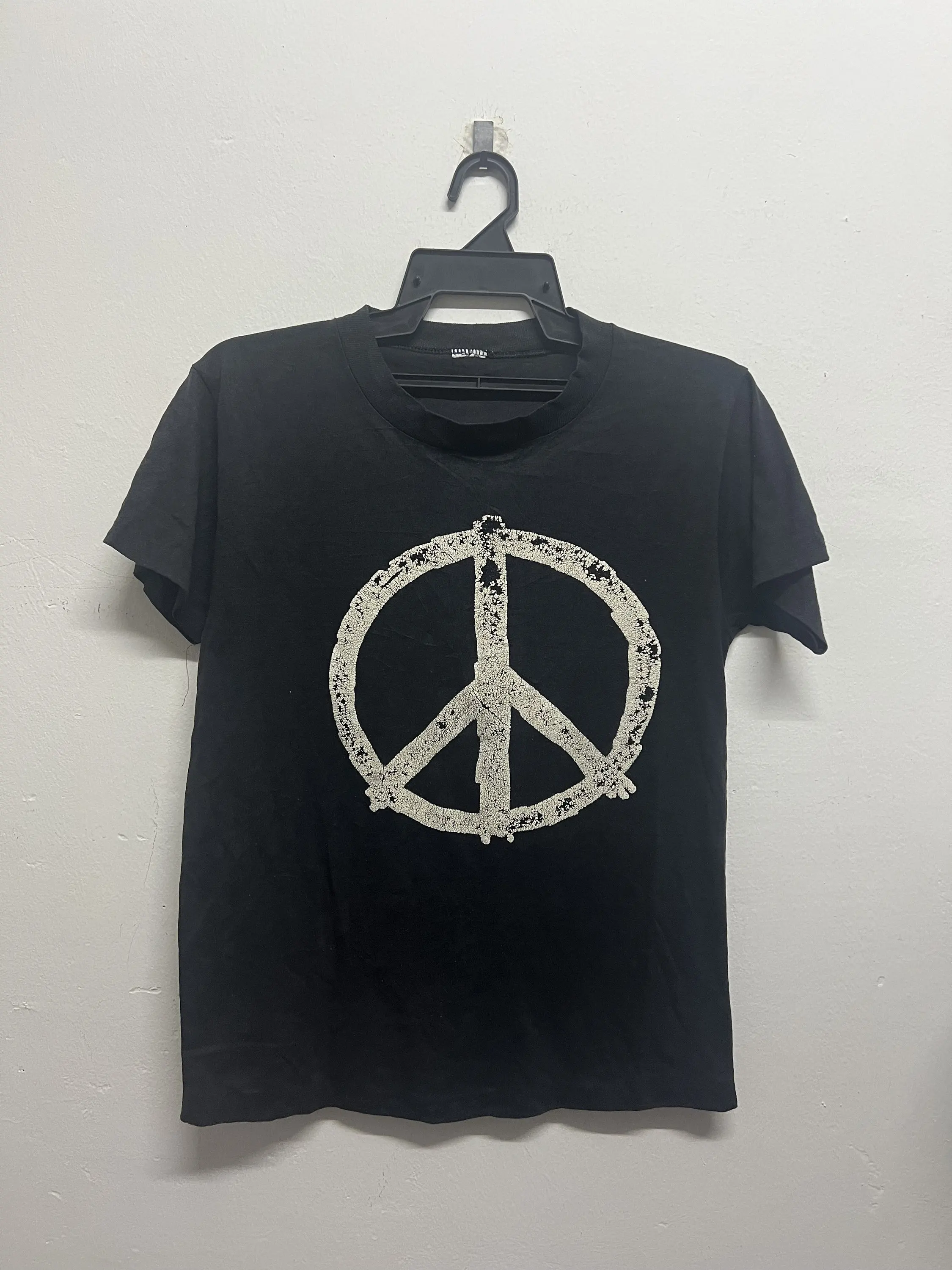 Фото Винтажная футболка 80-х годов Love Peace Art Pop, современные произведения искусства, размер M №1