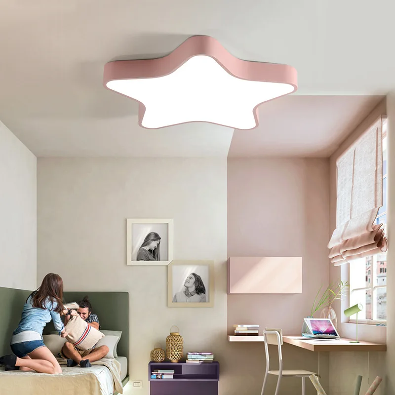 

Dimmable five-pointed star macaron children's room lamp girl bedroom lamp warm and romantic princess ceiling lamp study light