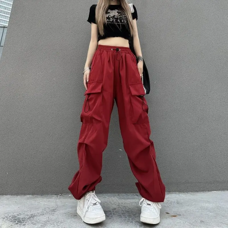 

Y2K Casual Cargo Pants Women Streetwear Drawstring Loose Wide Leg Straight Trousers 2023 Fashion Lady Oversize Sweatpants