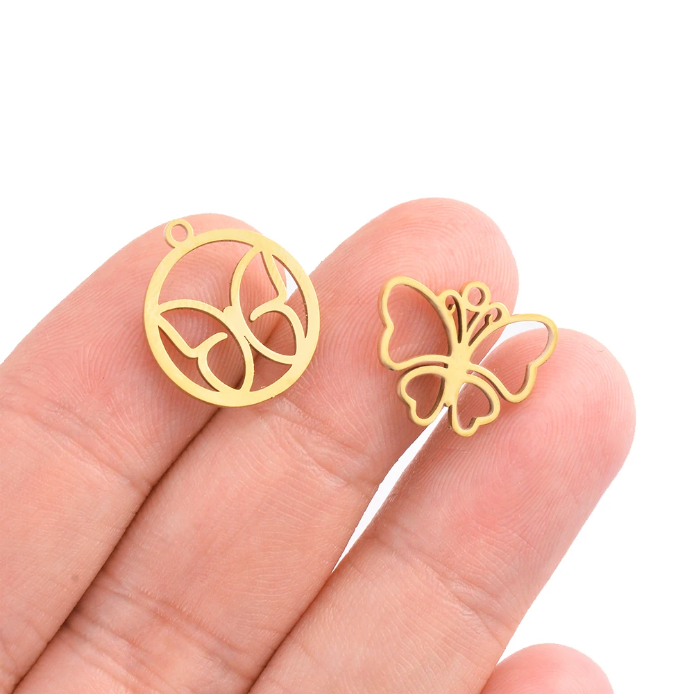 5pcs Stainless Steel Mini Butterfly Charms Girl DIY Necklace Earrings for Making Earrings Necklace Bracelet Jewelry Accessories