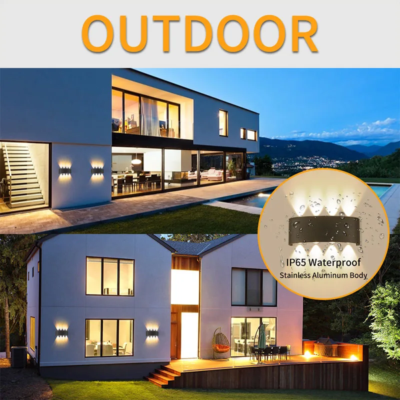 led wall lamp ac86 265v wall sconce lamps outdoor lighting ip65 waterproof 468w wall light for house garden indoor home decor free global shipping