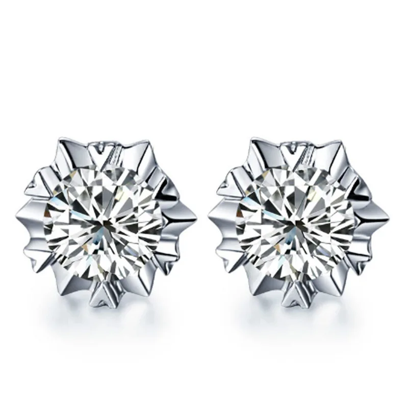 Fashion Women's Silver-plated Earrings European and American Simple 3A Zircon Korean Version of The New Snowflake Earrings
