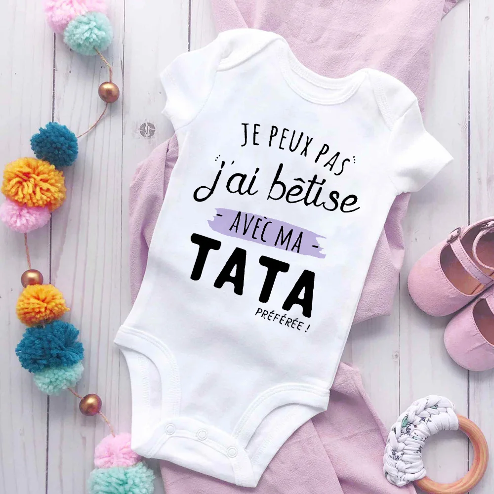 Фото I Can't I Messed Up with My Favorite Aunt Printed Baby Bodysuit Funny Newborn Romper Infant Short Sleeve Jumpsuit Babies Clothes №1