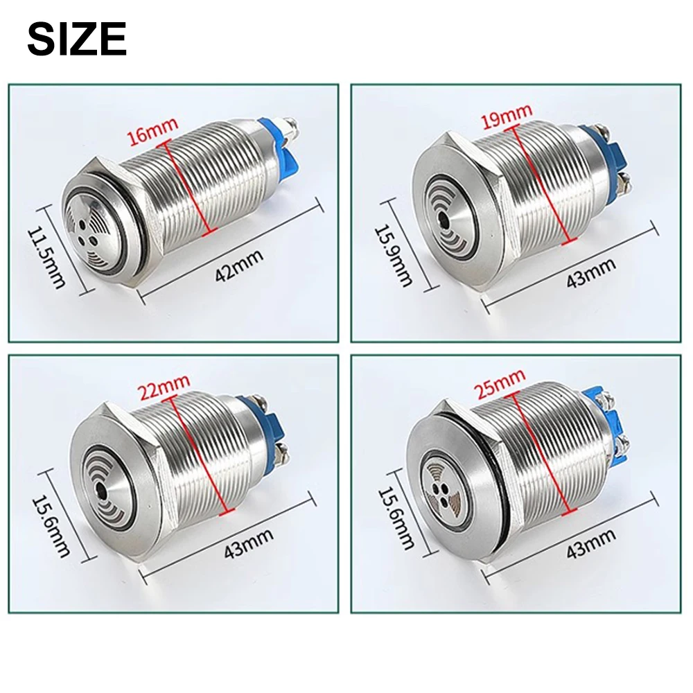Металлический зуммер 16/19/22/25 мм вспышка яркий сигнал мигающая лампа мигающий