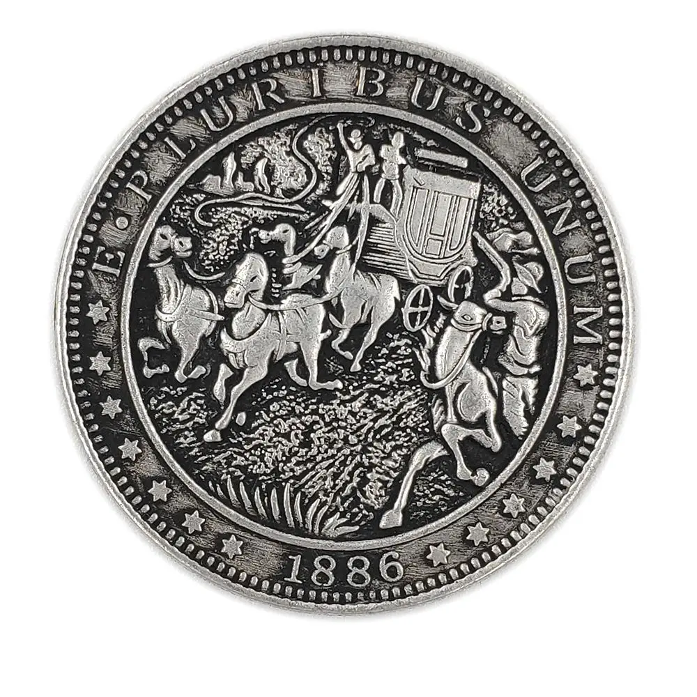 

Deep carving relief 1886 American carriage skeleton silver dollar manufacturer micro-seal collection wholesale