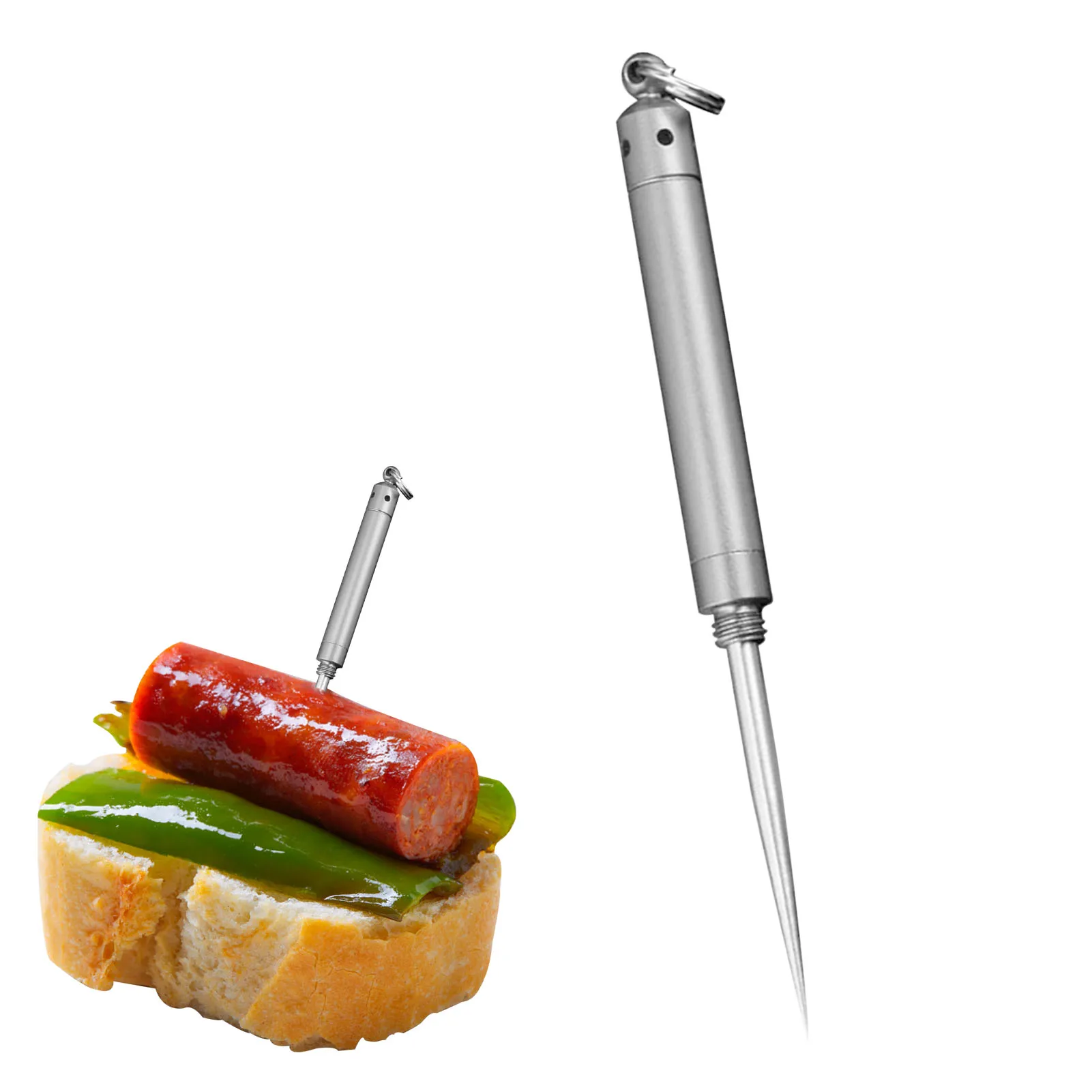 

Reusable Metal Toothpicks Portable Stainless Steel Toothpick With Protective Holder Pocket Tooth Picks With Key Ring For Picnic