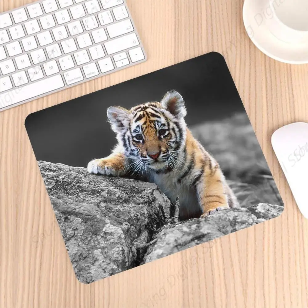 Противоскользящий резиновый коврик для мыши с милым тигром подходит компьютеров