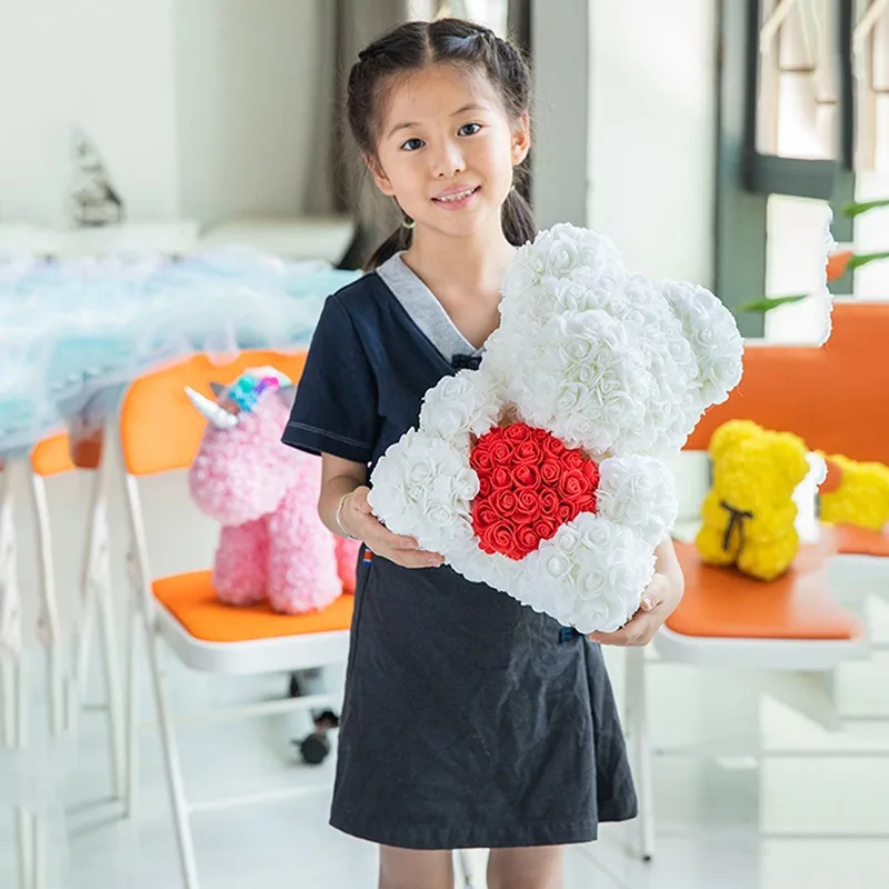 Прямая поставка 25 см плюшевый розовый медведь искусственные цветы для женщин на