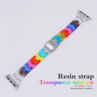 for apple watch newest rainbow strap 41mm45mm 3840mm 4244mm for iwatch band series 7 6 se 5 4 3 2 1 slim crysta