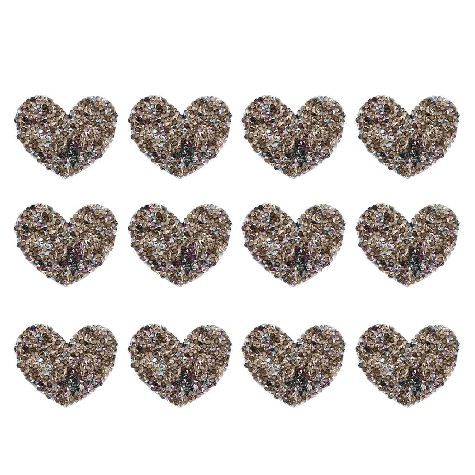 

12 Pcs Wedding Sew Patch Fabric Patches Décor Iron Heart Badge Xmas Embroidered Decor Applique Backpack