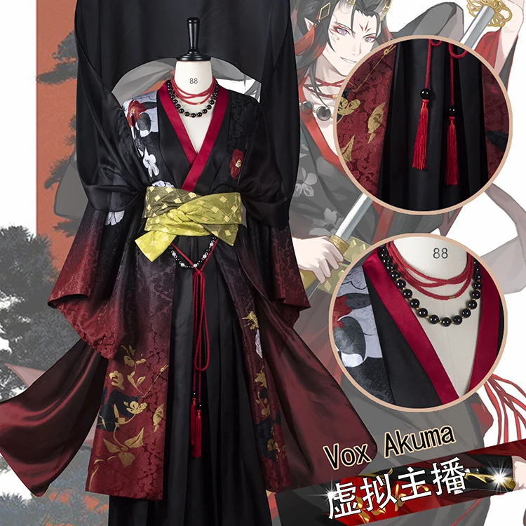 

COS-KiKi Vtuber Vox Akuma Game Suit Cosplay Costume Gorgeous Handsome Kimono Uniform Halloween Carnival Party Role Play Outfit