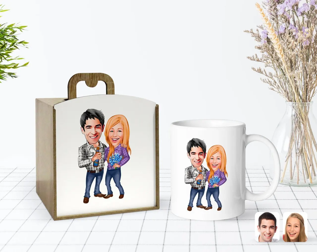 

Сделанный на заказ в деревянной коробке на День святого Валентина карикатура белая кружка Bardak-50