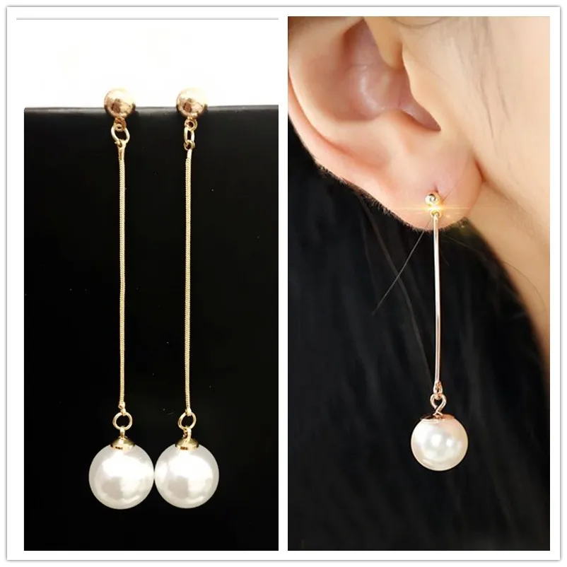 

Long Tassel Simulated Pearl Drop Earrings for Women Gift Bijoux Korean fashion Jewelry OL Gold Color Pendientes Boucle D'oreille