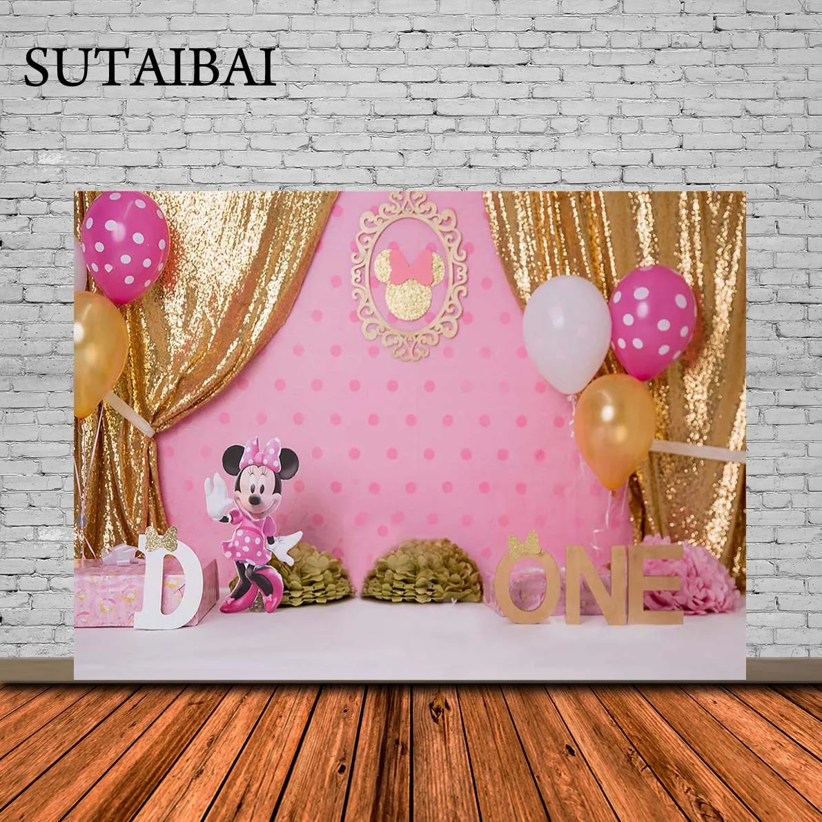 

Фон для фотосъемки с изображением розовой Минни Маус