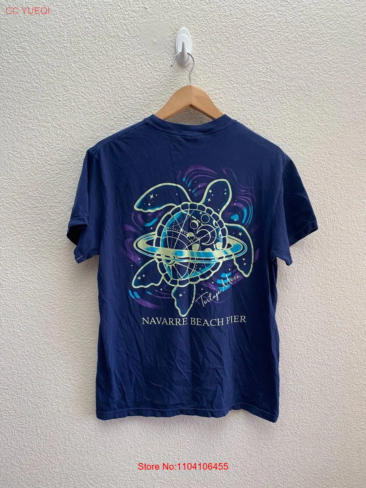 Navarre Beach Pier Tortuga Moon Turtle Синяя футболка средних комфортных цветов