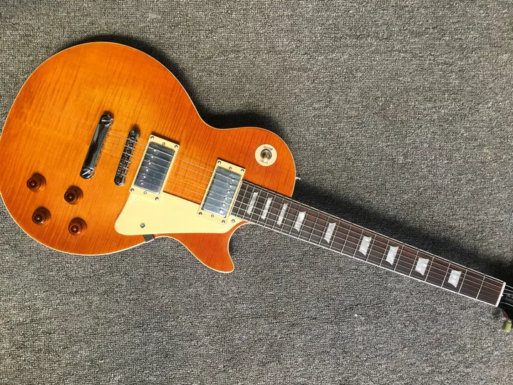 

Custom shop 1959 R9 Tiger Flame LP electric guitar with one piece body and neck lp guitar
