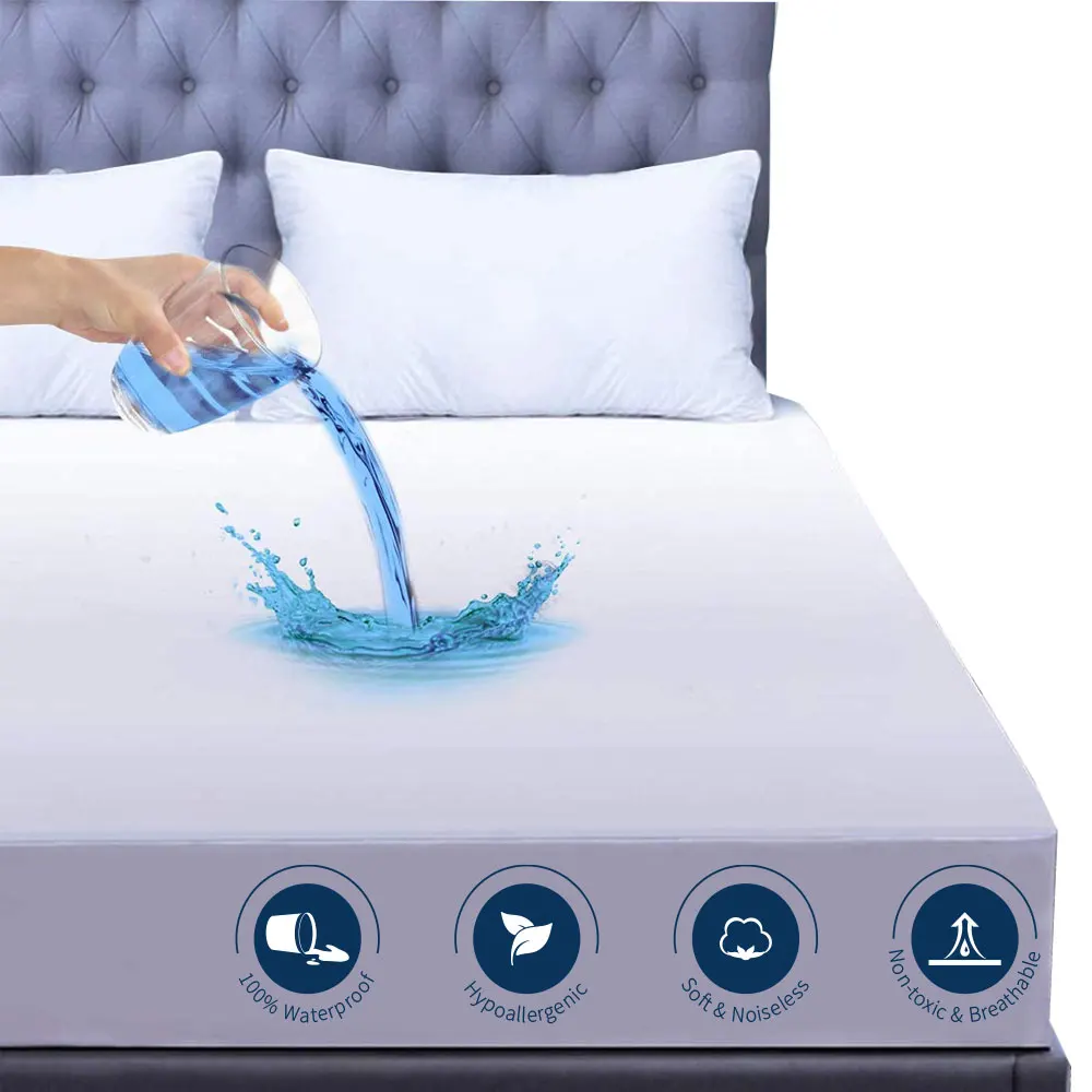 Waterproof Mattress Protector Smooth Bed Cover Anti Mites & 