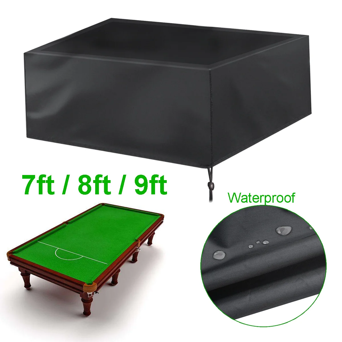 

7ft/8ft/9ft Billiard Table Cover Waterproof Dustproof Mildew Resistant Cover 210D Oxford Cloth Billiard Pool Table Full Protect