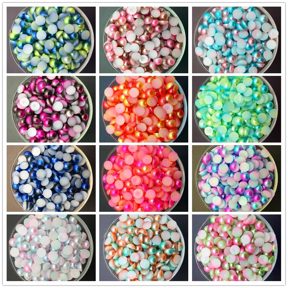 

3mm-10mm ABS imitation pearl gradient semicircle colorful mermaid beads DIY nail art clothing accessories accessories