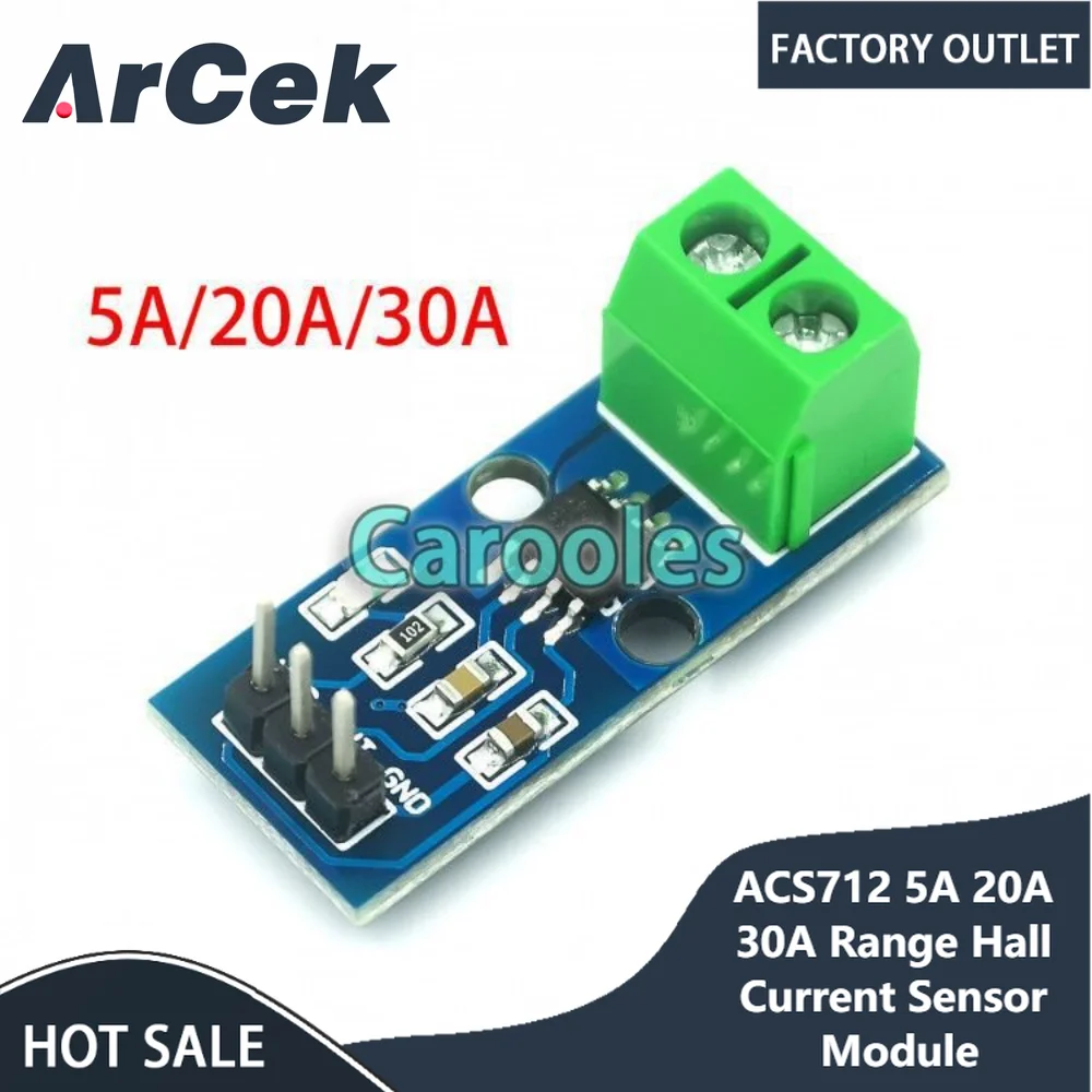 

Hot Sale ACS712 5A 20A 30A Range Hall Current Sensor Module ACS712 Module for Arduino 20A