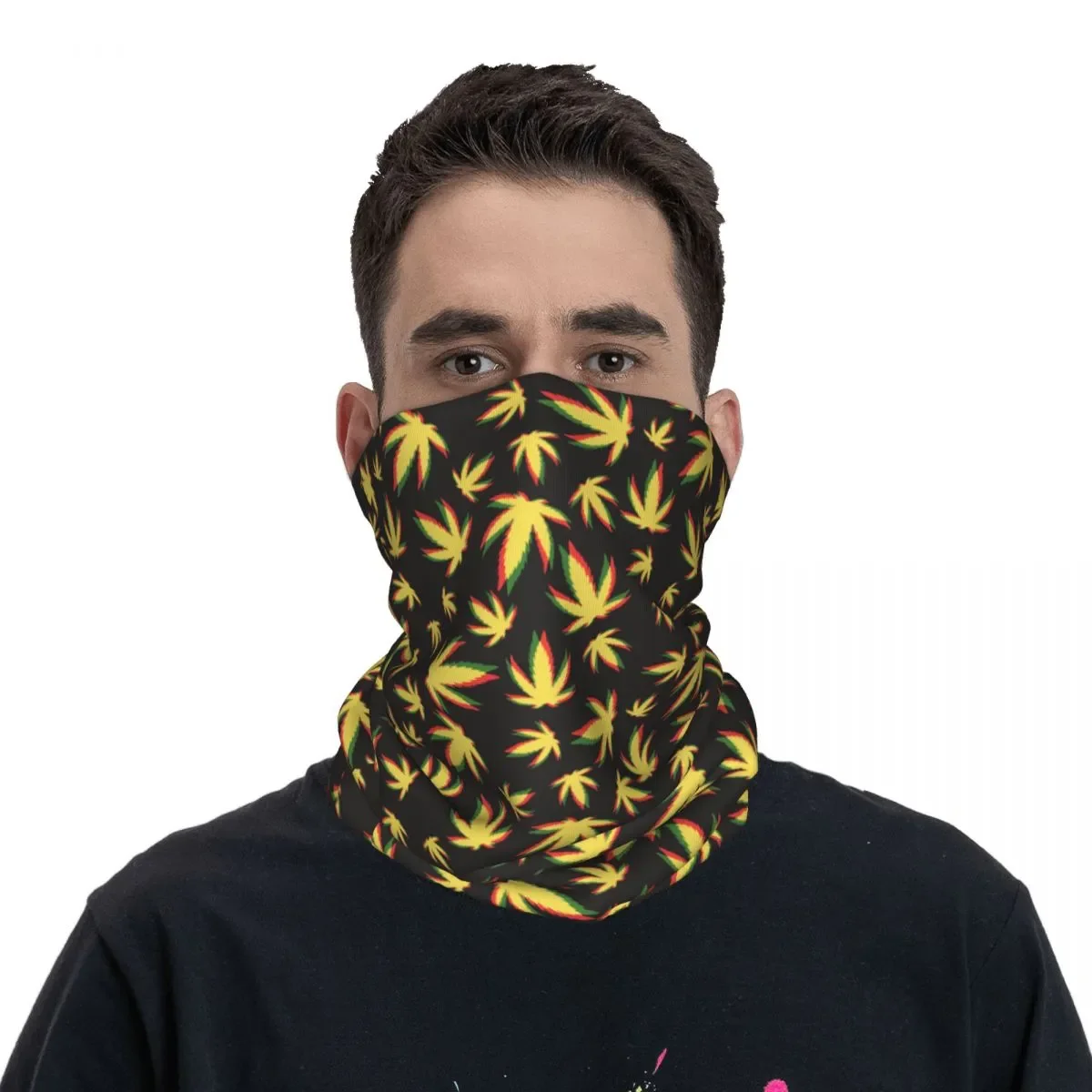 

Бандана с рисунком марихуаны, иллюзия, накидка на шею, Искусственный шарф с Кленовым листом, многофункциональная маска для лица