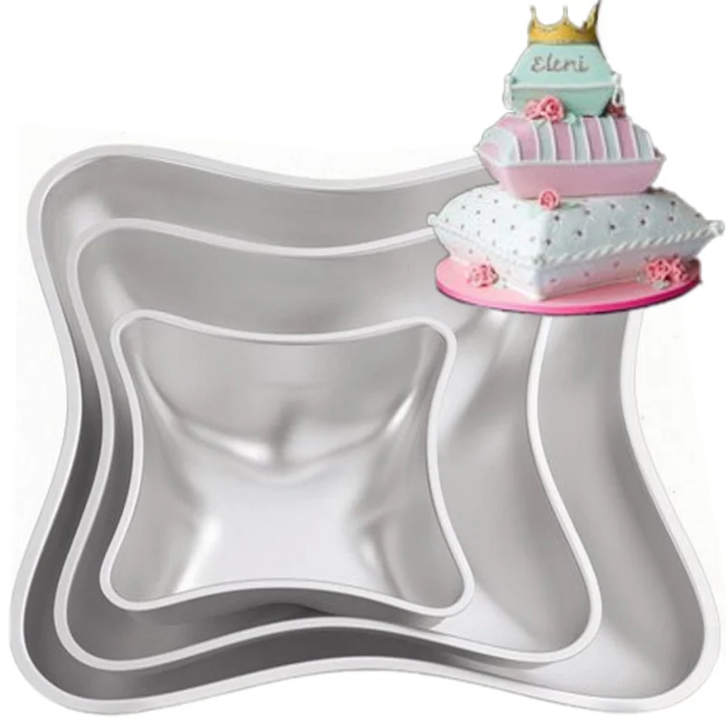 

3PCS/Set DIY Baking Tools Cake Mold Aluminum Three-piece Pillow Large Cake Mold