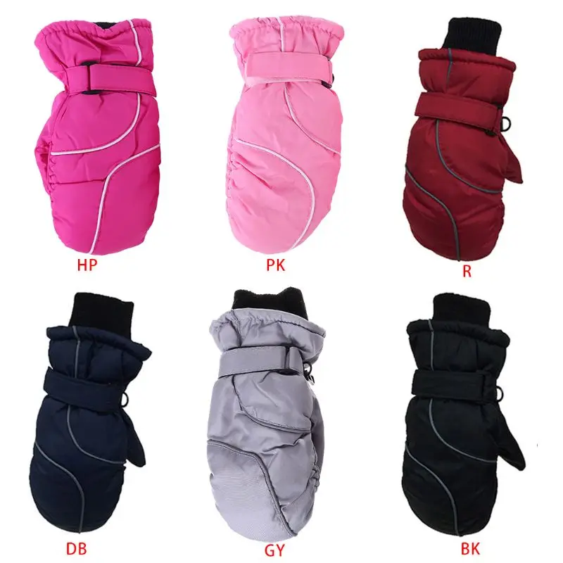 

Toddler Kids Winter Snow Ski Gloves Waterproof Windproof Solid Color Patchwork f