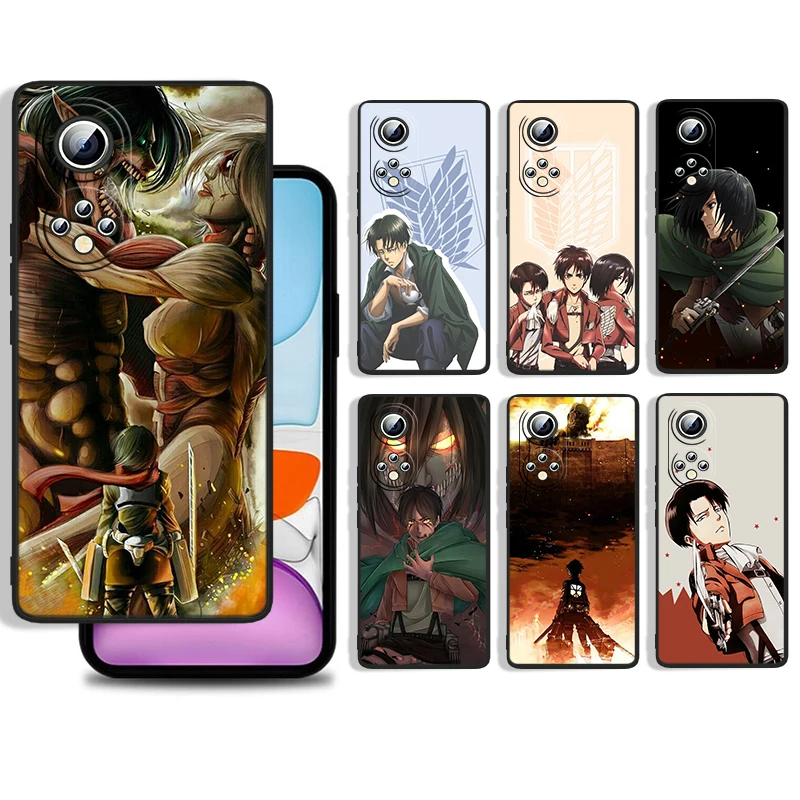 

Anime Attack On Titan Cover For Huawei P50 P40 P30 P20 Lite 5G Nova Plus 9 SE Pro 5T Y9S Y9 Prime Black Phone Case