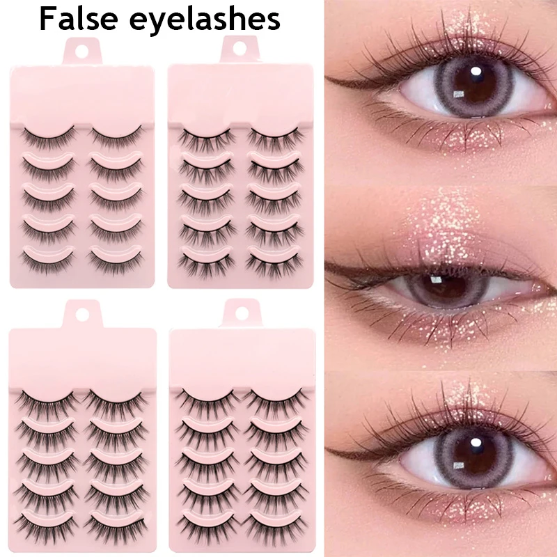 

5pairs False Eyelashes Lash Extension 3D Natural Long Fairy Little Devil Cosplay Big Eyes Daily Eye Makeup Beauty Eyes Cosmetics