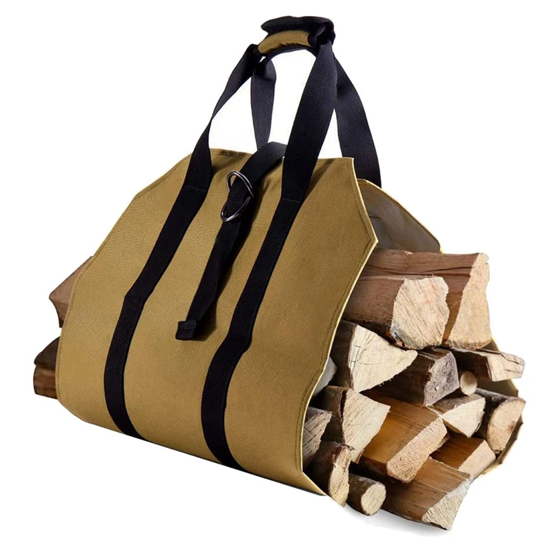 

Sturdy Carrying Wood Storage Bag Canvas Firewood Storage Bag Stand Up Log Carrier Tote Firewood Bag