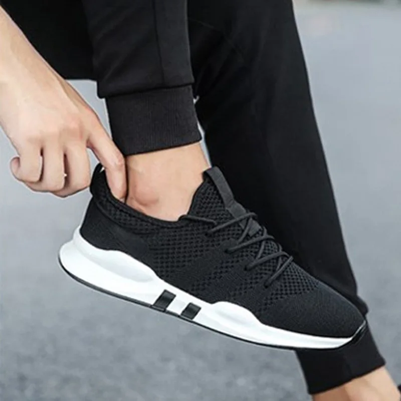 

2021 Summer New Men's Tide Shoes Mesh Breathable Vulcanize Shoes Joker Low Fly Woven Black Sneakers Zapatillas Hombre Deportiva