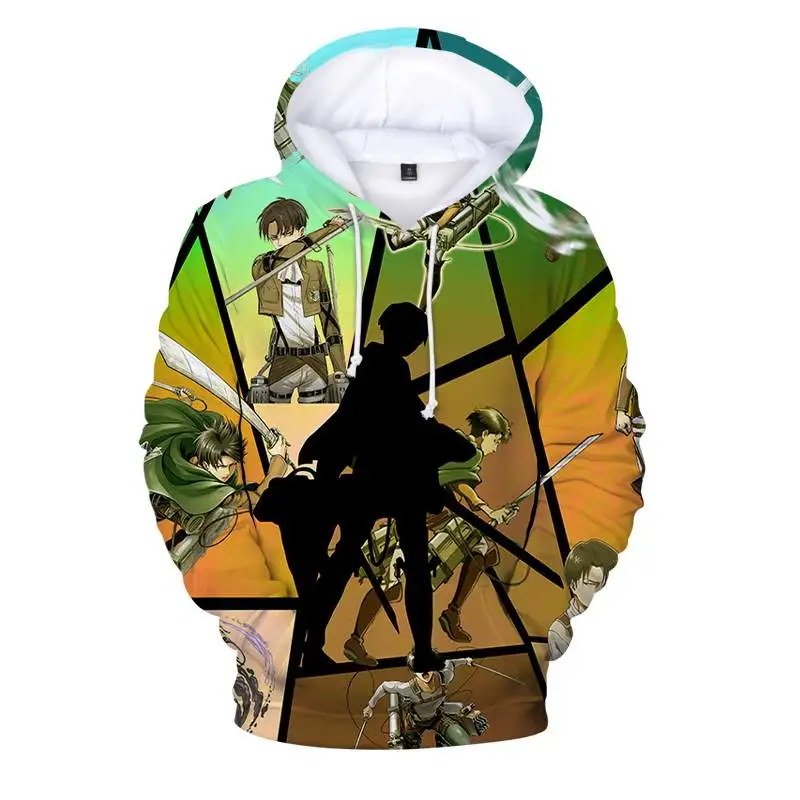 

3D Print Shingeki No Kyojin Japanese Anime Hoodie Attack on Titan Levi Ackerman Graphic Sweatshirt Titans Attack Unisex Clothing