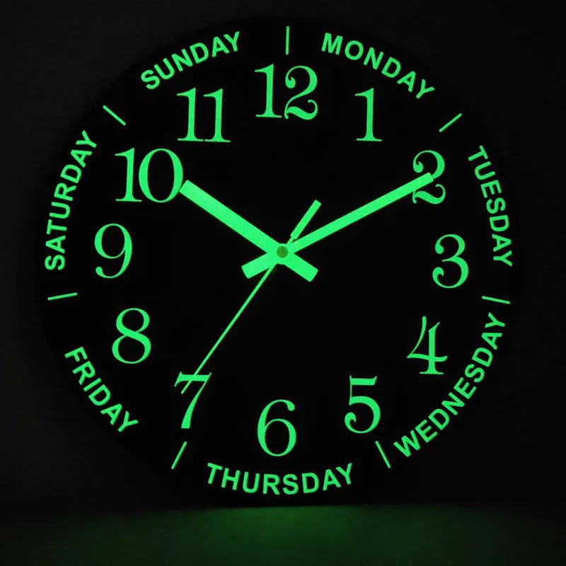 

12 Inch 3 Style Lminous Wood Wall Clock Silent Light In Dark Night Nordic Fashion Wall Clock No Ticking Clock With Night Light 3