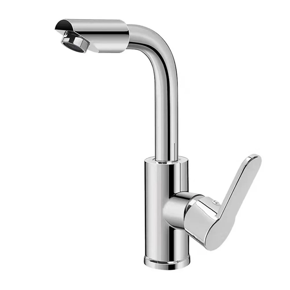 

Bathroom Faucet Polished Chrome Plated Swivel Basin Sink Faucets Single Handle Cold Hot Mixer Tap Kitchen Faucet