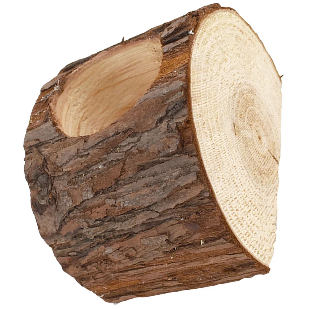 

Wooden Flower Pot Stump Planter Rustic Succulents Pots Creative Bonsai Tree