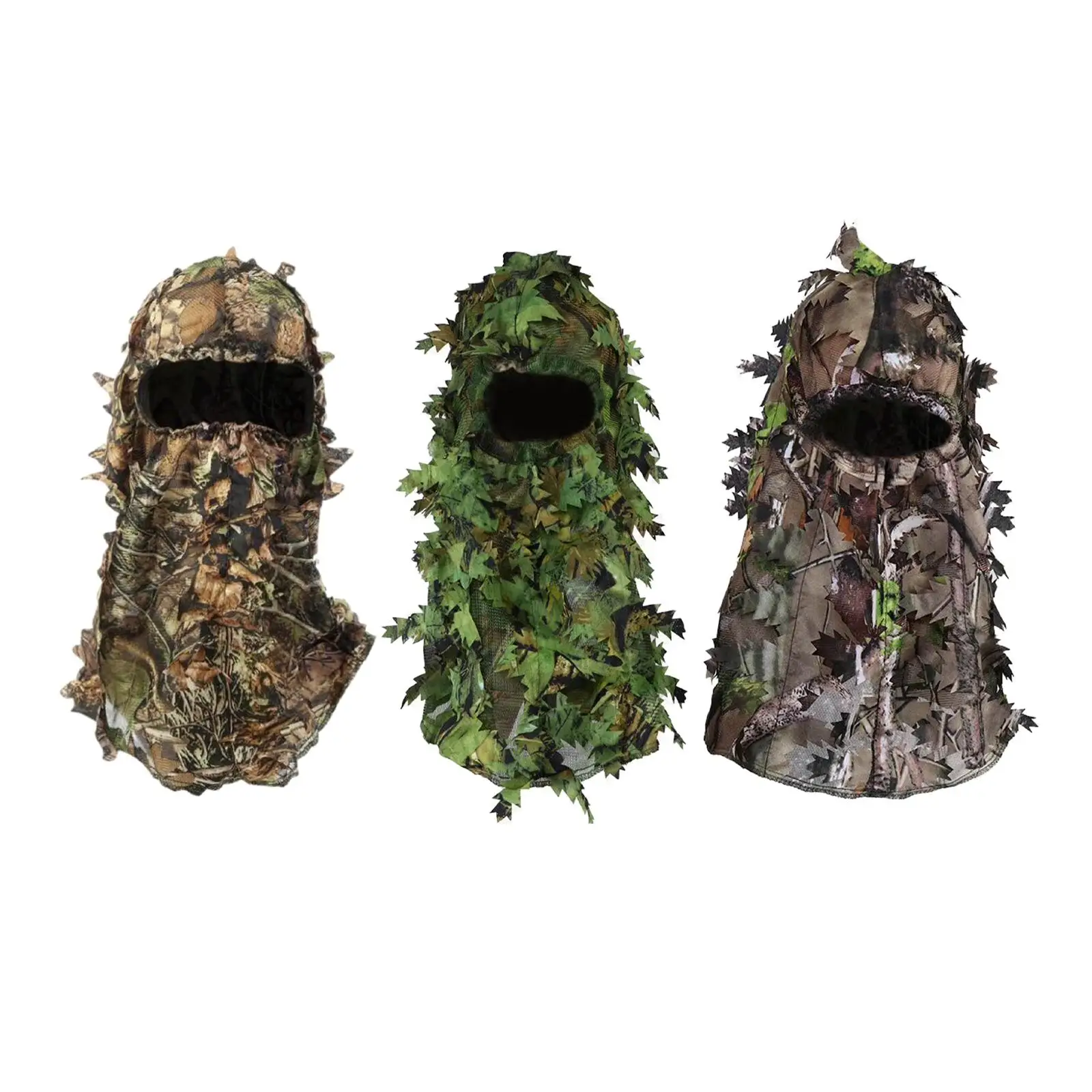 

3D Ghillie Headwear Full Face Breathable Unisex Camo Full Face Camouflage Leafy Hat for Turkey Hunting Forest Shooting