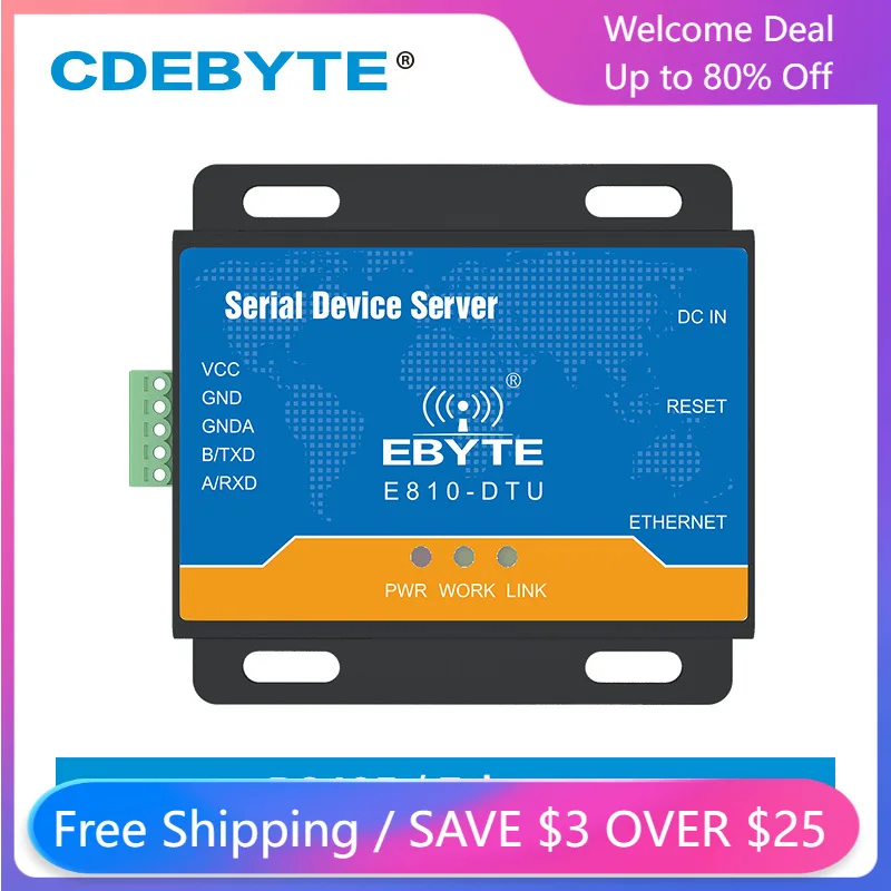 

RS485 to Ethernet RJ45 Serial Port Server Transparent Transmission TCP UDP 100M Full Duplex Modbus RTU Modem E810-DTU(RS485)