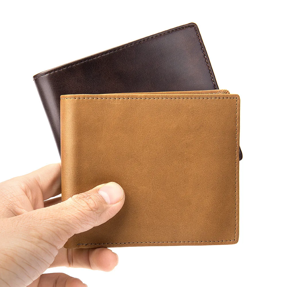 Casual Men's Wallet Short Retro Genuine Leather Wallets Men Money Bag Purse luxury brand Credit Card Holder Two-Fold Coin Purses