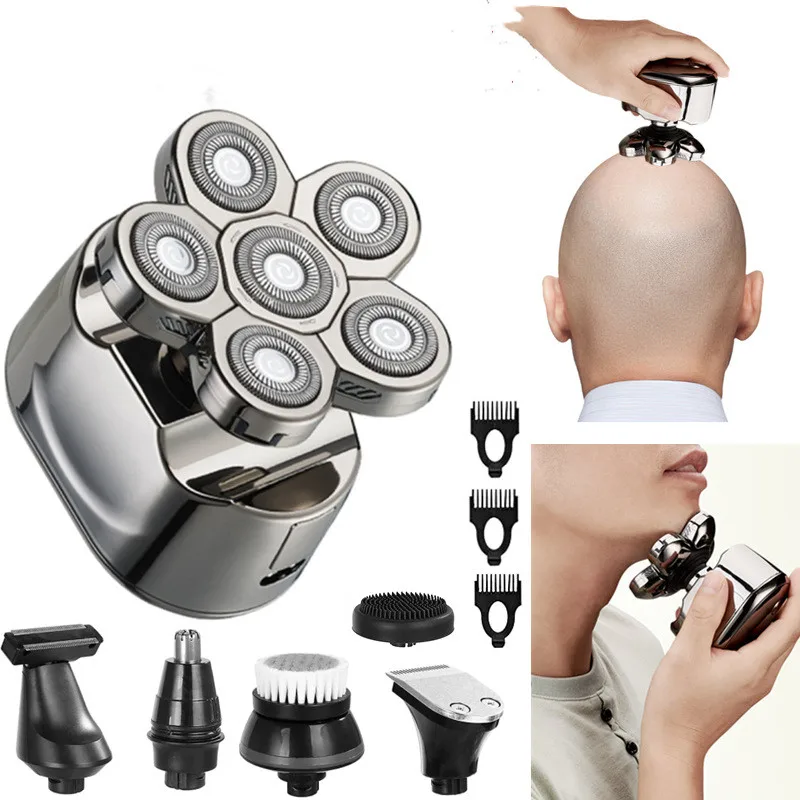 

6in1 new digital display 6 blade electric shaver bald hair clipper rechargeable and washable 2022 new Dropshipping