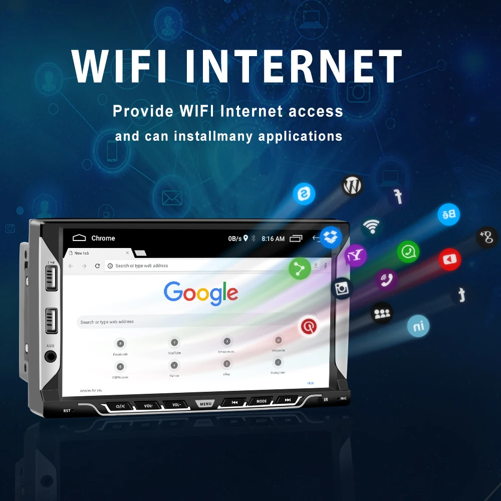 Автомобильный мультимедийный видеоплеер Podofo плеер на Android с 7 &quotэкраном GPS Wi-Fi Mirror