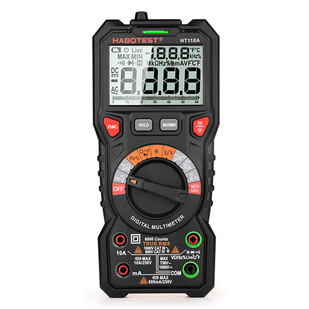 

HT118A Digital Multimeter Handheld High Precision Multifunction Automatic Voltage Current Tester Meter