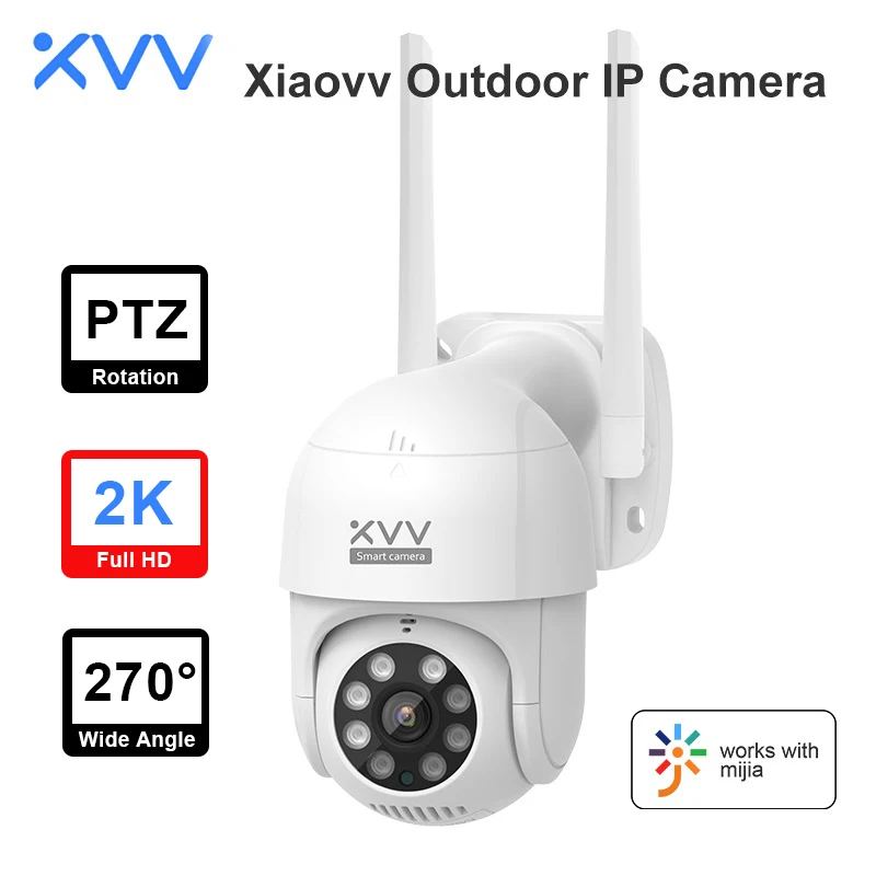 

Уличная камера Xiaovv Smart P1 2K 1296P 270 ° PTZ, Поворотная веб-камера для видеонаблюдения с Wi-Fi и обнаружением человекоида, Водонепроницаемая Камера Бе...