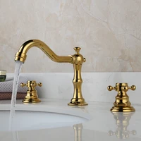 yanksmart gold color basin faucet bathroom sink faucet sink mount water faucet hanldle double faucet