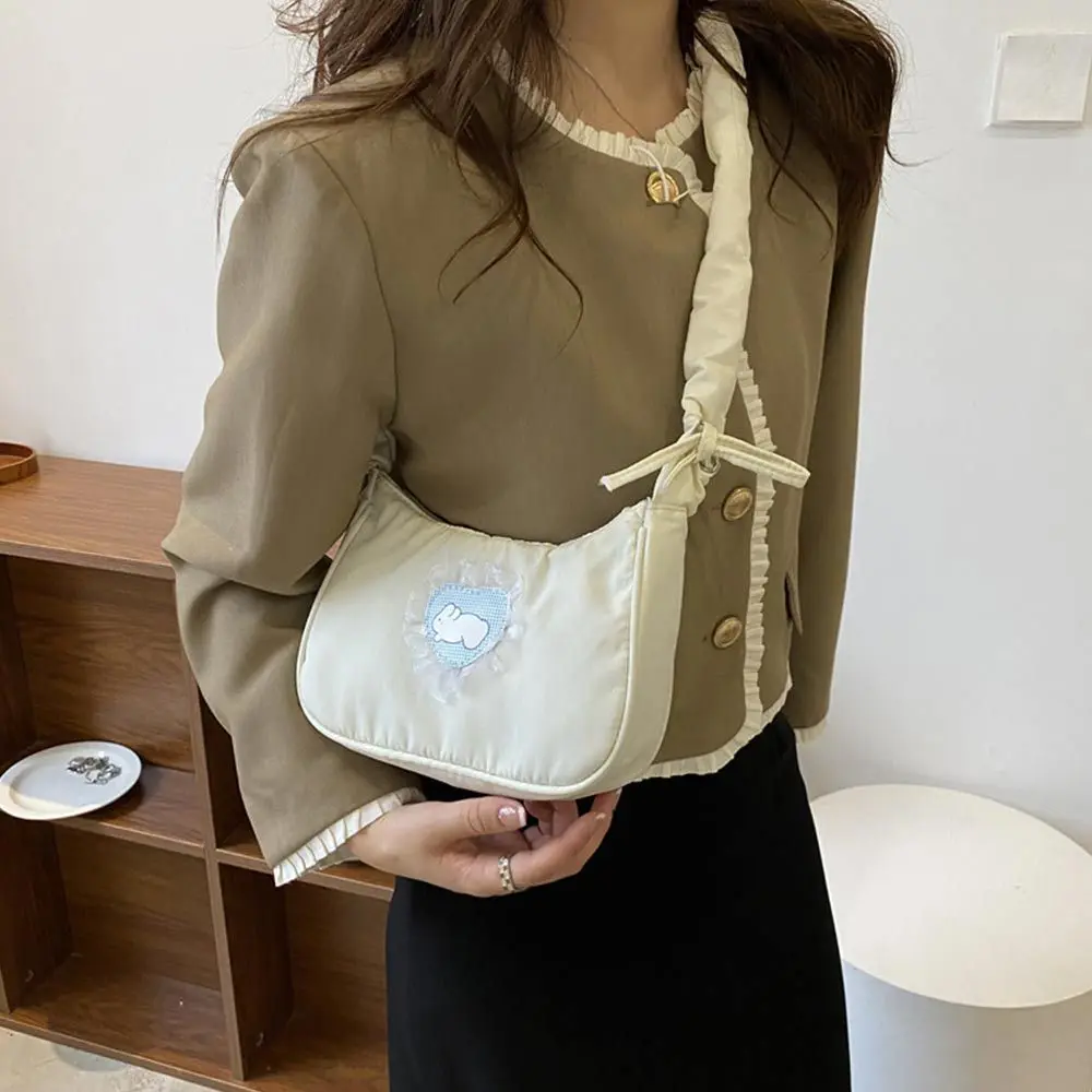 

2022 New Cute Lace Cloud Bags Leisure Armpit Underarm Bag Female Pleated Dumpling Handlebags Women Nylon Shopping Shoulder Bags