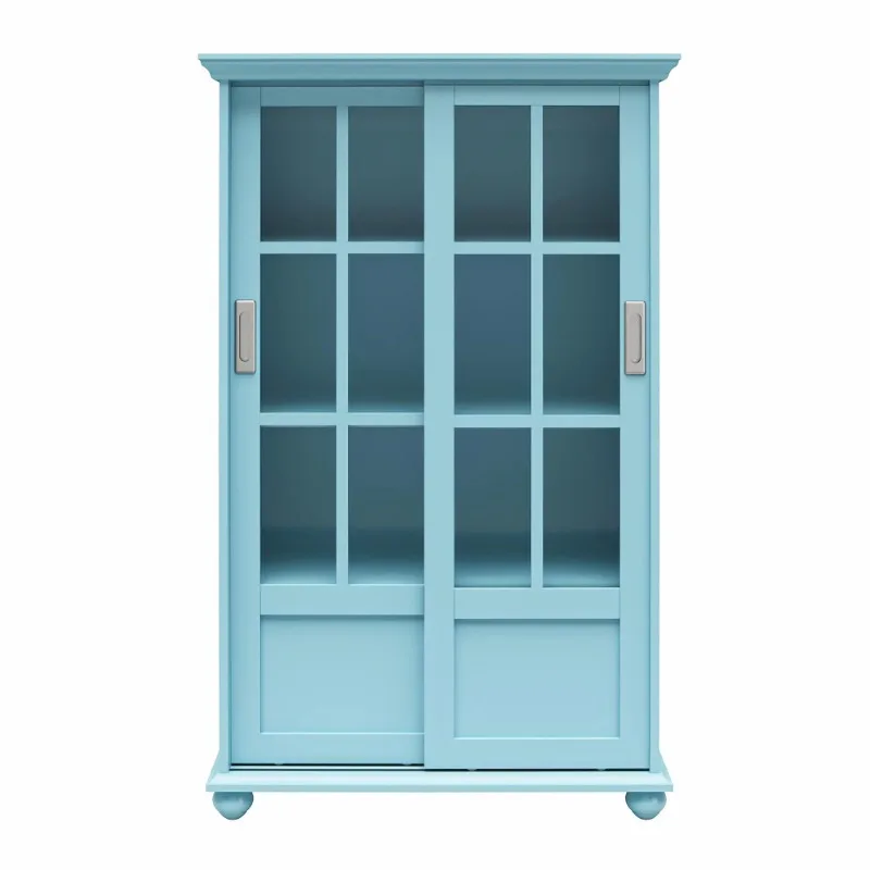 

Ameriwood Home Aaron Lane книжный шкаф с раздвижными стеклянными дверями, бледно-голубой