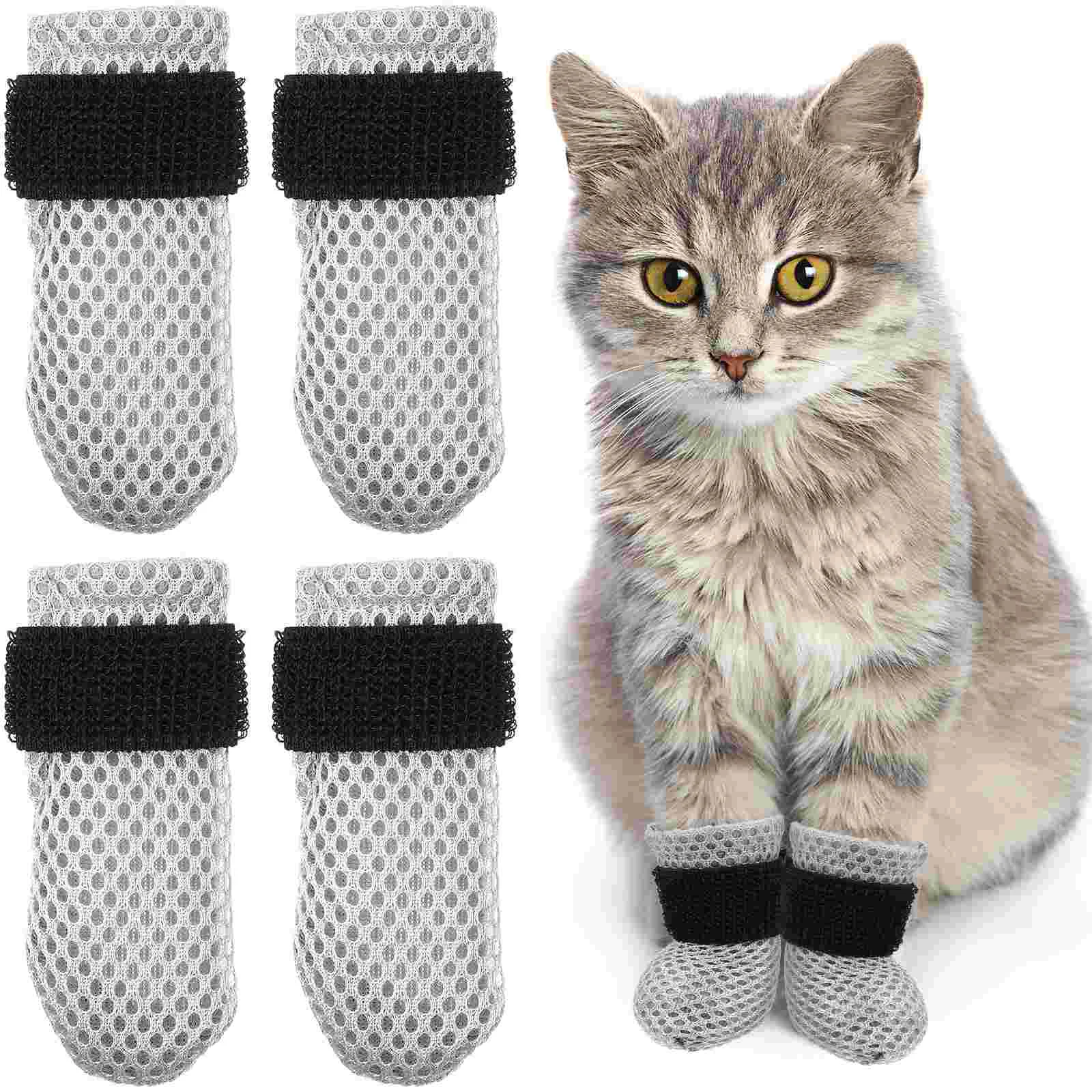 

4 Pcs Cat Shoes Cat Foot Sleeves Kitten Claw Caps Fingernail Socks Cat Claw Caps Cats Polyester Cat Foot Covers