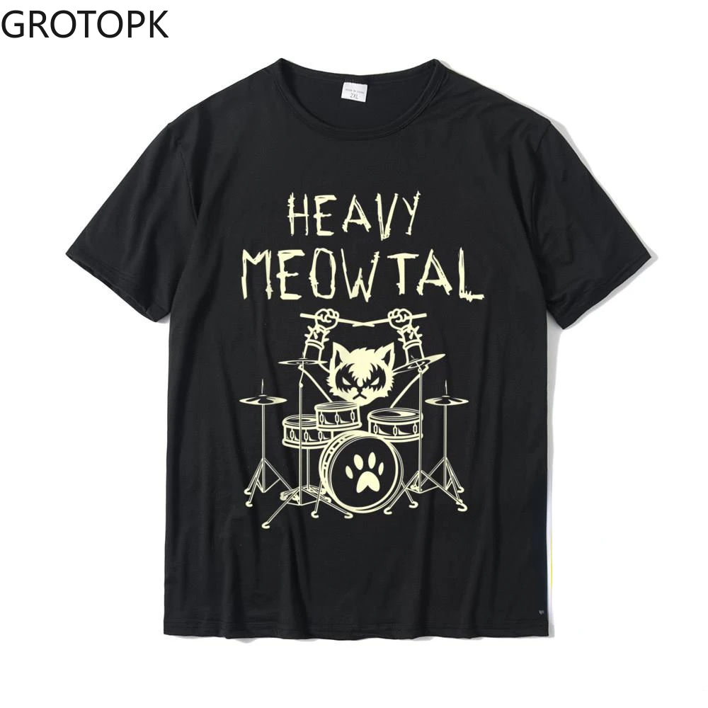 

Heavy Meowtal Cat Metal Music Gift Idea Funny Pet Owner T-Shirt Latest Printed Tops Shirt Cotton T Shirts for Boys Geek