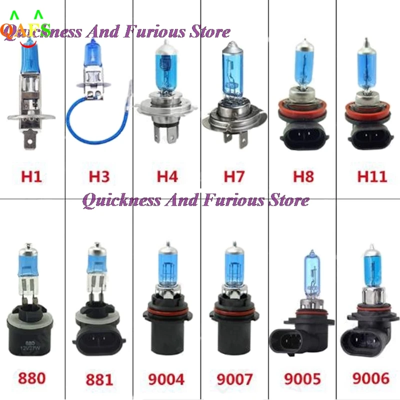 

1PC Car Halogen Lamp H1 H3 H4 H7 H8 H11 880 881 9004 9005 9006 9007 Auto Halogen Bulb Fog Lights 12V 6000K Headlights Lamp